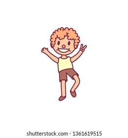 vector cute cartoon kid, child clip art