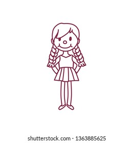 vector cute cartoon kid, child clip art coloring book page