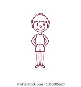 vector cute cartoon kid, child clip art coloring book page