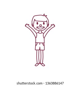 vector cute cartoon kid, child clip art coloring book page