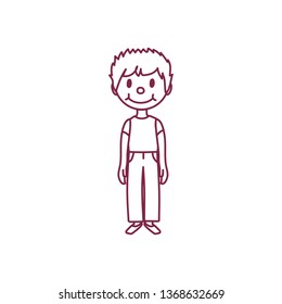 vector cute cartoon kid, child clip art coloring book page