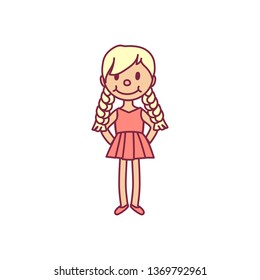 vector cute cartoon kid, child clip art