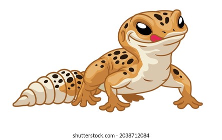 Vector of Cute cartoon leopard gecko