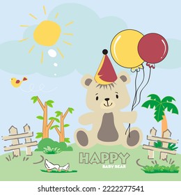 vector cute cartoon little bear illustration design