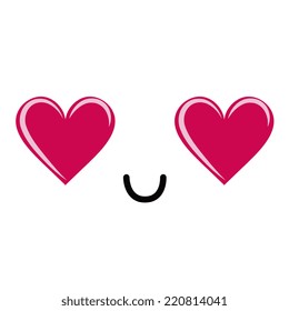 Vector Cute Cartoon In Love Face Editable