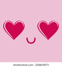 Vector Cute Cartoon In Love Face Editable