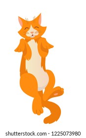 Vector cute cartoon lying sleeping red cat