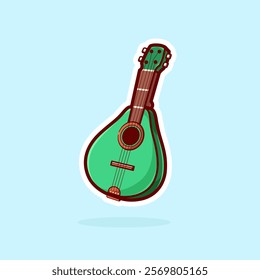 Vector Cute Cartoon Mandolin Music Instrument, perfect for logo. sticker. icon. etc.