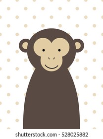 Vector cute cartoon monkey on a white background