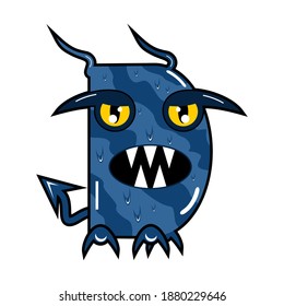 vector cute cartoon monster alphabet "D"