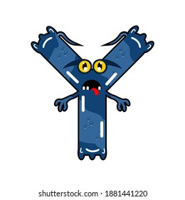 vector cute cartoon monster alphabet "Y"