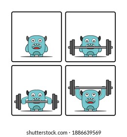 Vector cute cartoon monster character isolated on white background.