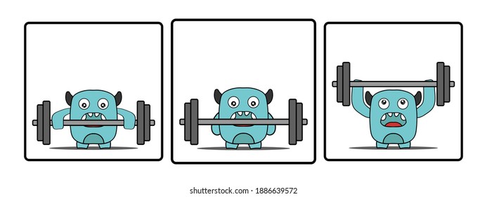 Vector cute cartoon monster character isolated on white background.