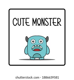 Vector cute cartoon monster character isolated on white background.