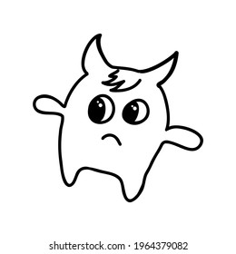 Vector cute cartoon monsters set. Collection of funny doodle characters with speech bubbles hi, hey, be happy