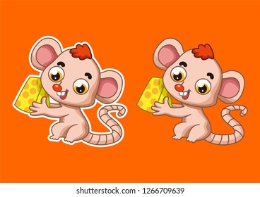 vector of cute cartoon mouse