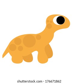 Vector Cute Cartoon Orange Dinosaur Isolated