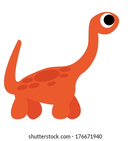 Vector Cute Cartoon Orange Dinosaur Isolated