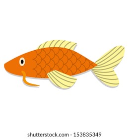 Vector Cute Cartoon Orange Oriental Fish Isolated Icon