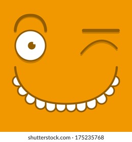 Vector Cute Cartoon Orange Winking Face