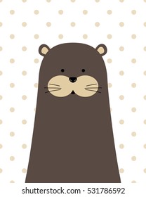 Vector cute cartoon otter on a white background