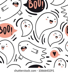 Vector cute cartoon outline monsters. Seamless pattern.  Funny doodle characters, children's pattern for fashion clothes, shirt, fabric