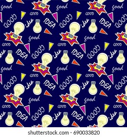 Vector cute cartoon pattern with electric lamps new idea