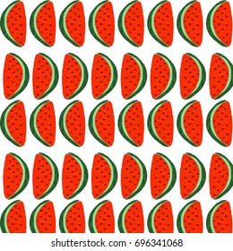 Vector cute cartoon pattern with watermelon summer