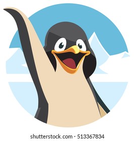 Vector cute cartoon penguin portrait