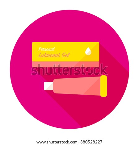 vector cute cartoon personal lubricant, lubricating gel / tube with package box / flat style, icon / pink and peach colors