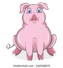 Vector of cute cartoon pig on white background