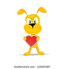 vector cute cartoon pink cat holding heart. love concept illustration. valentine day love beautiful card.