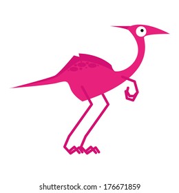 Vector Cute Cartoon Pink Dinosaur Isolated