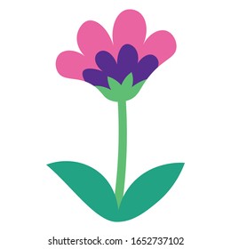 Vector Cute Cartoon Pink Flower Isolated