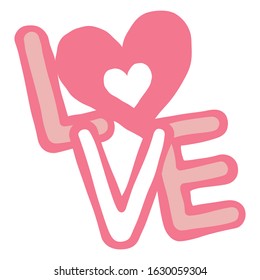 Vector Cute Cartoon Valentine’s Pink Love Isolated