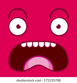 Vector Cute Cartoon Pink Screaming Face