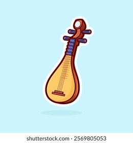 Vector Cute Cartoon Pipa Music Instrument, perfect for logo. sticker. icon. etc.