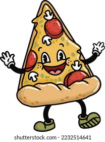 a vector of a cute cartoon pizza