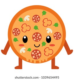 Vector cute cartoon pizza isolated
