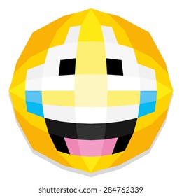Vector Cute Cartoon Polygonal Face Illustration Isolated