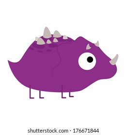 Vector Cute Cartoon Purple Dinosaur Isolated