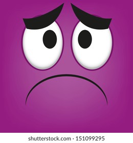 A Vector Cute Cartoon Purple Sad Face