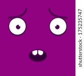 Vector Cute Cartoon Purple Worried Face