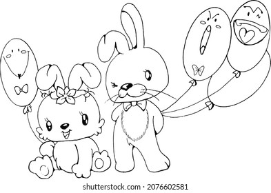 vector Cute cartoon rabbit with balloon