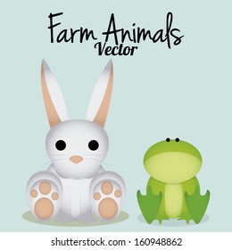 Vector Cute Cartoon Rabbit And Frog Isolated