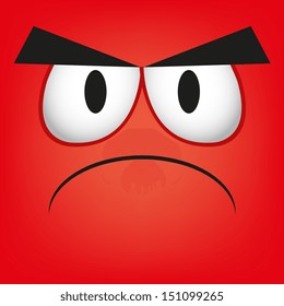 A Vector Cute Cartoon Red Angry Face