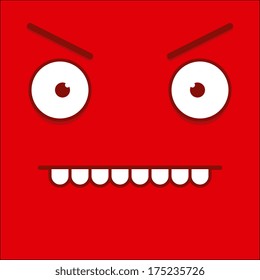 Vector Cute Cartoon Red Angry Face