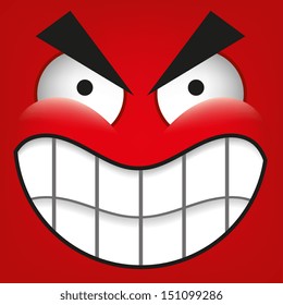 A Vector Cute Cartoon Red Furious Face