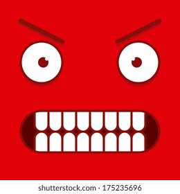 Vector Cute Cartoon Red Furious Face