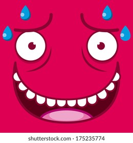 Vector Cute Cartoon Red Sweaty Face